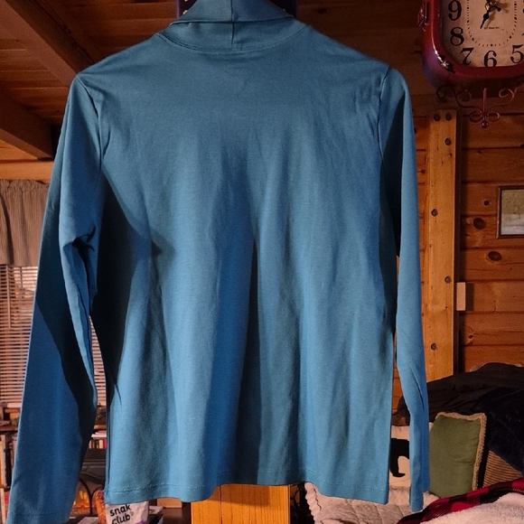 L.L. Bean Teal Supima Cotton Turtleneck - Picture 4 of 5